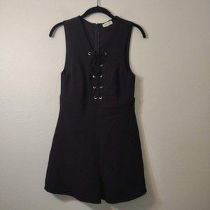 Silence + Noise Black Sleeveless Lace Up Romper 4